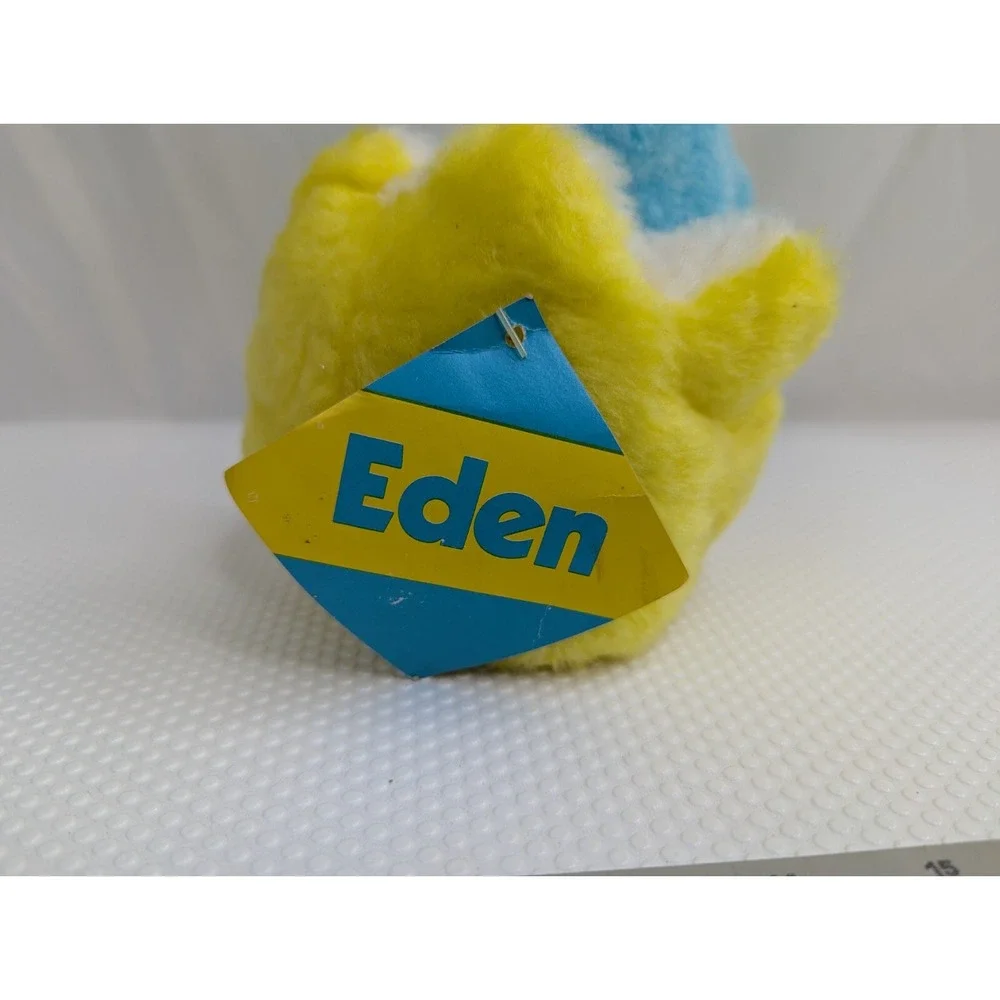Eden Blue Bird Rattle‎ Plush Nest Yellow 7 Inch Vintage Paper Tag Stuffed Animal